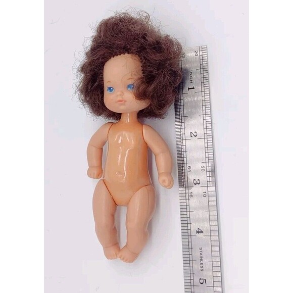 Vintage 1976 Vintage Heart Family Baby Toddler Doll? Mattel Brown Wavy Hair 4.5" - Picture 15 of 15